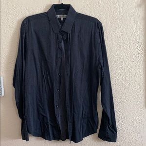 Black men’s Express long sleeve pattern royal/grey